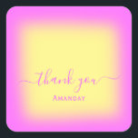 Thank Name Pink Makeup Artist Small Business Yello Square Sticker<br><div class="desc">Dusty GlamEffect Sticker 
Smile All The Day! 
florenceKdesign</div>