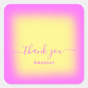 Thank Name Pink Makeup Artist Small Business Yello Square Sticker