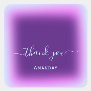 Thank Name Purple Blu Pink Makeup Bridal Sweet16th Square Sticker