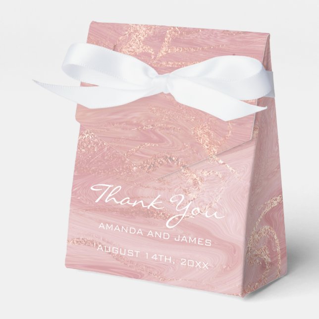 Thank Name Rose Gold Blush Pink Marble Favour Gift Favour Box (Front Side)