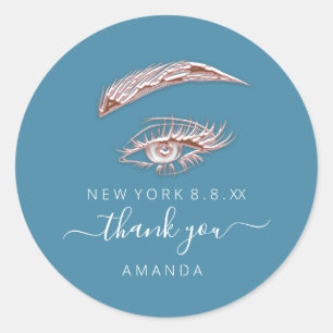 Thank Name Rose Lashes Logo Rose Classic Round Sticker