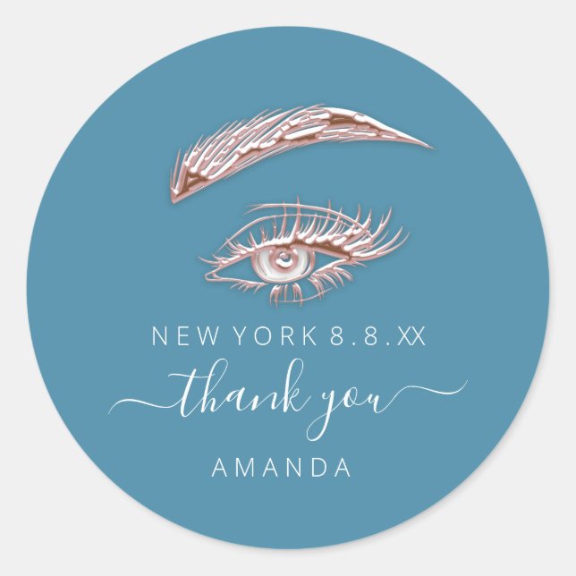 Thank Name Rose Lashes Logo Rose  Classic Round Sticker (Front)