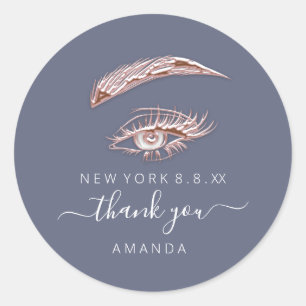 Thank Name Rose  Lashes Microblade  Smoky Blue Classic Round Sticker