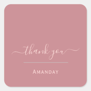 Thank Name Rose Modern Business Boutique Shop Square Sticker