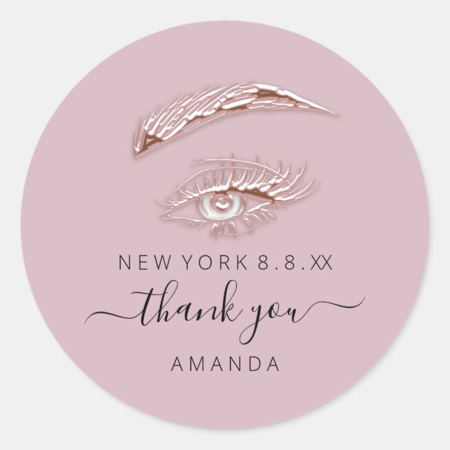 Thank Name Rose White  Lashes Microblade Spa Classic Round Sticker (Front)