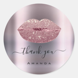 Thank Name Sweet16th Grey Rose Bridal Shower Classic Round Sticker