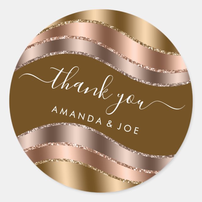Thank Name Sweet 16th Bridal Rose Gold  Mustard Classic Round Sticker (Front)
