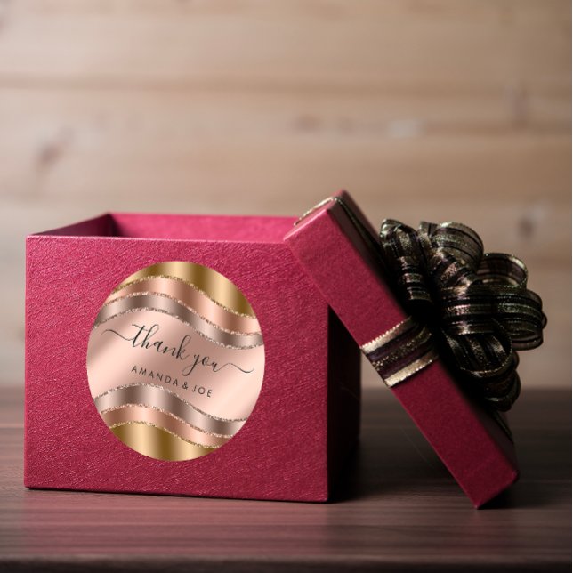 Thank Name Sweet 16th Bridal Rose Gold  Wedding Classic Round Sticker (Thank Name Sweet 16th Bridal Rose Gold Wedding Classic Round Sticker)