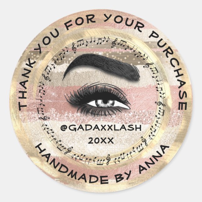 Thank Shop Makeup Artist Lash Studio Music Brows Classic Round Sticker (Front)