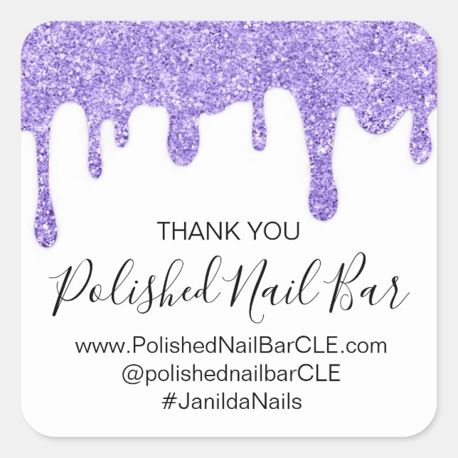Thank Shopping Boutique Butter Body Purple Drips Square Sticker (Front)