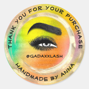 Thank Shopping Makeup Artist Lash Holograph Gold Classic Round Sticker