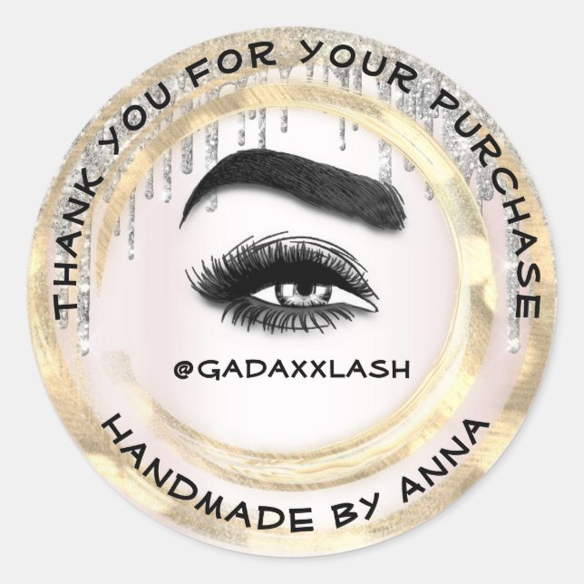 Thank Shopping Makeup Artist Lash Pink Gold  Classic Round Sticker (Front)