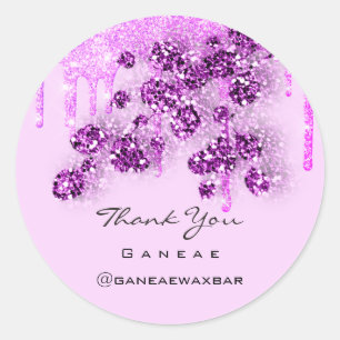 Thank Shopping Sweet 16thPink Glitter Drips Floral Classic Round Sticker