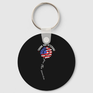 Thank veterans sunflower usa flag military key ring