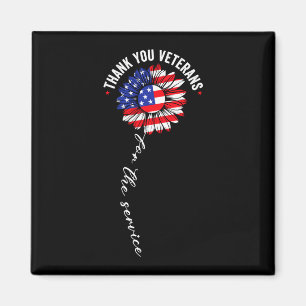 Thank veterans sunflower usa flag military magnet