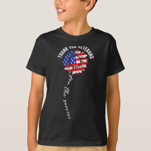 Thank veterans sunflower usa flag military T-Shirt