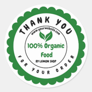 Thank You 100% Organic Food Customise Circle Classic Round Sticker