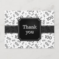 Thank You 100th Number Pattern Black/White