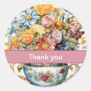 Thank you 13 Cup of flowers Hershey's Miniatures Classic Round Sticker