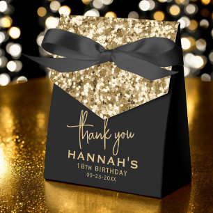 Thank You 18th Birthday Gold Glitter Monogram  Favour Box