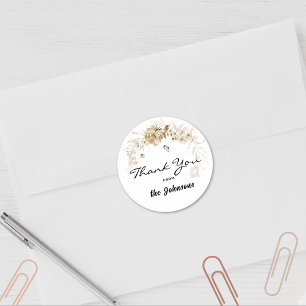 Thank You, 1.5-in Sepia Envy or Shower Favour (20) Classic Round Sticker