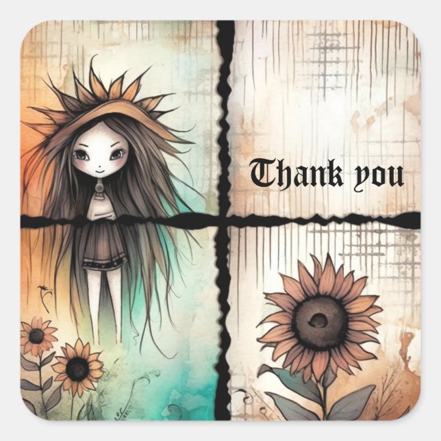 Thank you 1 square sticker (Front)