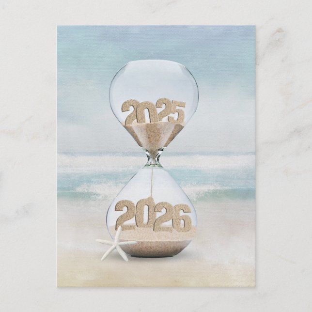 Thank You 2026 New Year Hourglass Holiday Postcard (Front)