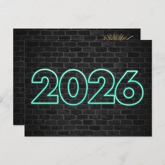 Thank you 2026 New Year Neon Sign Postcard (Front/Back)