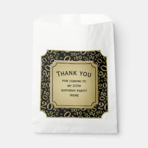 Thank you: 20th Random Number Pattern Gold 20 Favour Bags