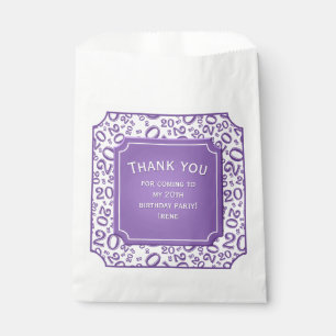  Thank you: 20th Random Number Pattern Purple 20 Favour Bags