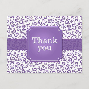 Thank You 25 Number Pattern Purple/White Postcard