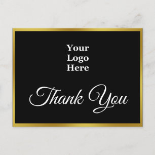 Thank You 2-sided Black & Faux Gold Your Logo Here Postcard
