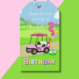 Thank You 2nd Birthday Polka Dot Pink Girly Golf  Gift Tags