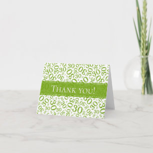 Thank You:: 30 Random Number Pattern  Green/White You Card