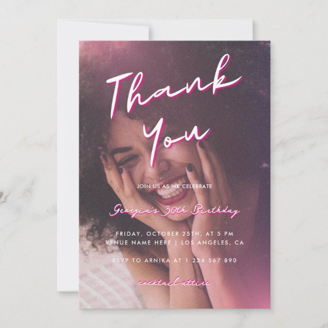Thank You 30th Birthday Party Invitation (Front)