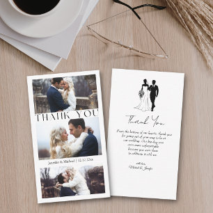 thank you 3 photo collage minimal wedding card