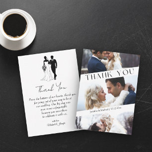 thank you 3 photo collage photobooth  wedding card