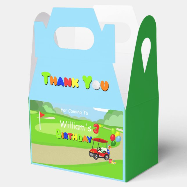 Thank You 3rd Birthday Red Golf Cart Boy's Favour Box (Opened)