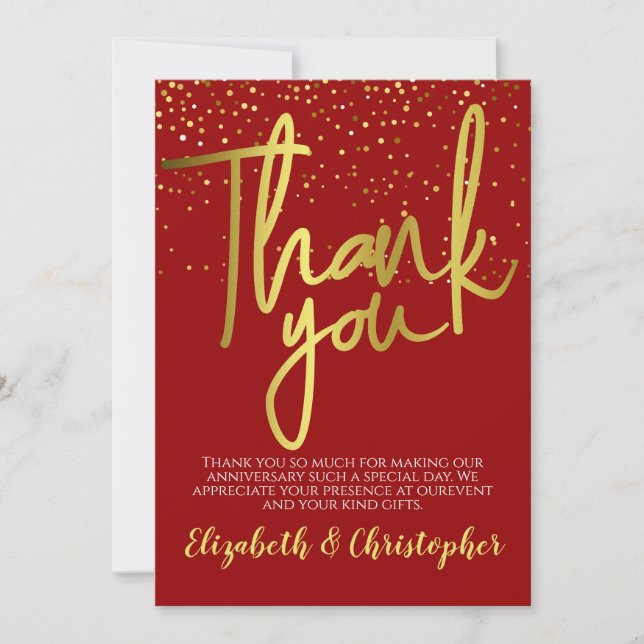 Thank You 40th Anniversary Red Gold Card (Front)