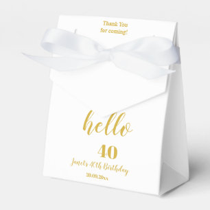 Thank You 40th Birthday Elegant White and Gold  Favour Box