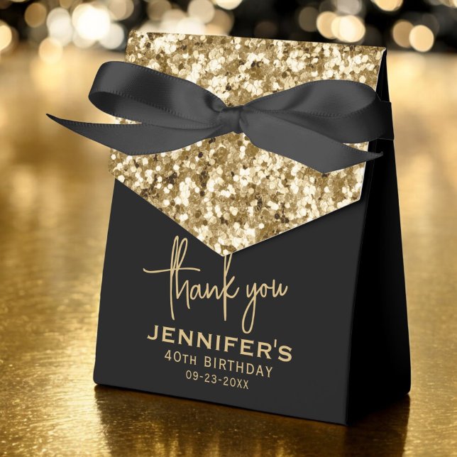 Thank You 40th Birthday Gold Glitter Monogram  Favour Box (Creator Uploaded)
