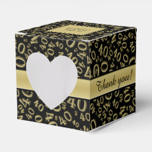 "Thank you": 40th Birthday Party Gold/Black Favour Box