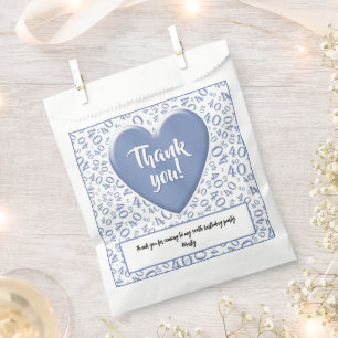 Thank You 40th Random Number Pattern Blue/White Favour Bags