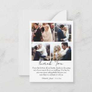 thank you 4 photos collage minimalist wedding card