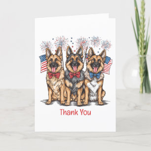 Thank You 4th Of July German Shepherd Dogs Card