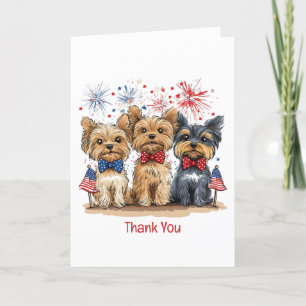 Thank You 4th Of July Yorkshire Terrier Dogs Card