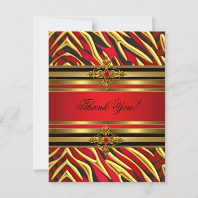 Thank You 50th Birthday Party Red Zebra Gold Black (Front)