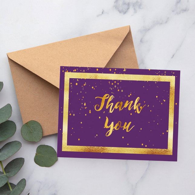 Thank You 50th birthday postcard on purple gold (Creator Uploaded)