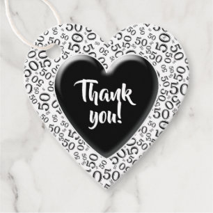 Thank You 50th Number Pattern Black and White Favour Tags