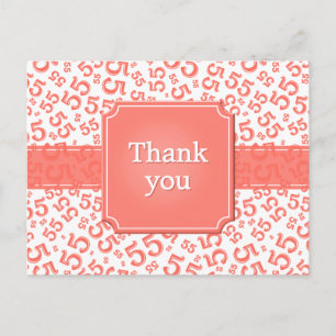 Thank You 55 Number Pattern Coral/White Postcard